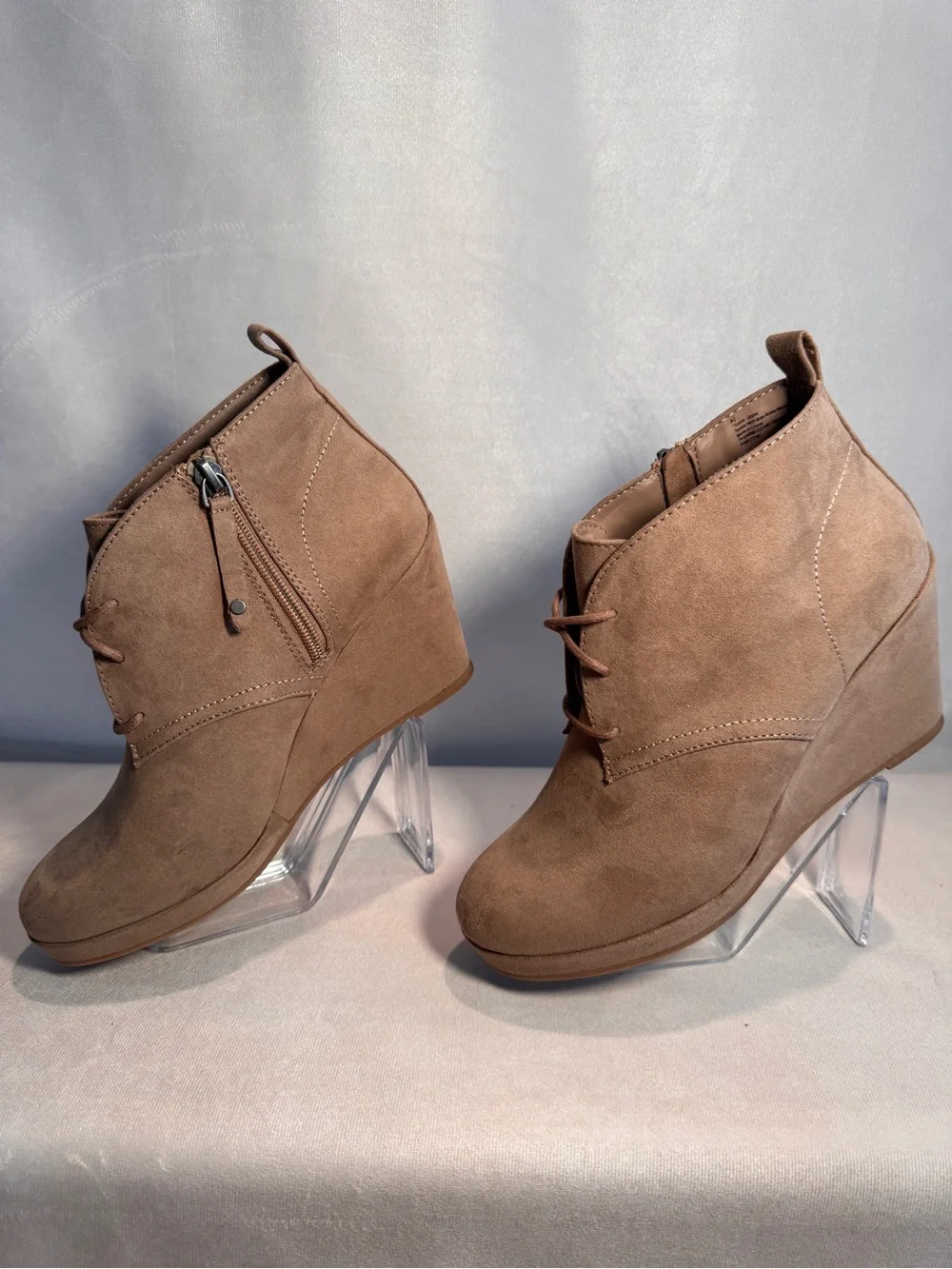 DV by Dolce Vita Taupe Suede Wedge Ankle Boot